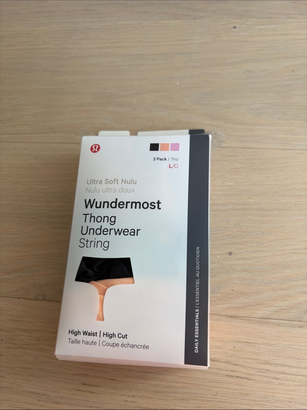lululemon athletica Wundermost Thong 3-Pack - Black, Beige, Light Pink